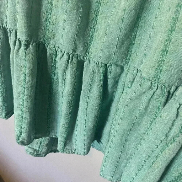 LC Lauren Conrad Green Smocked Ruffle Sleeve Midi Dress Size M Medium Teal Party - Picture 5 of 15
